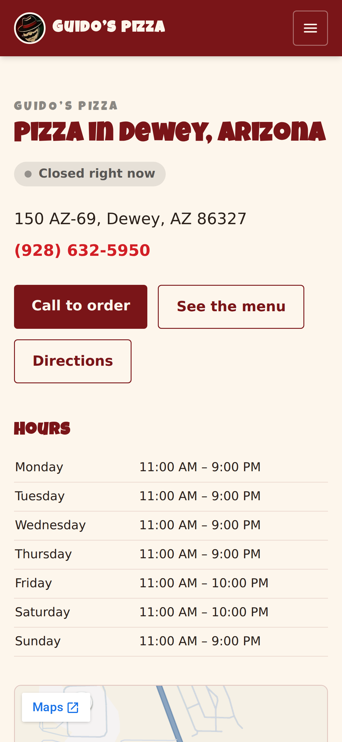 A location page on a phone